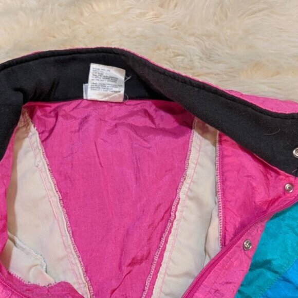 VTG 80's Lavon Color Block Abstract Nylon Windbreaker Jacket Womens Size Large - Picture 2 of 7